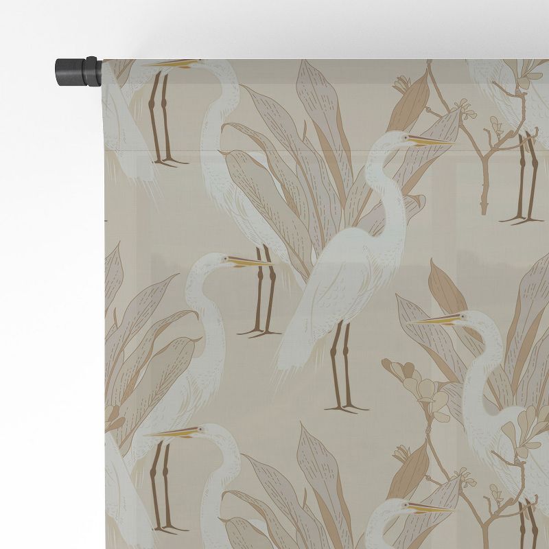 Iveta Abolina White Cranes Linen Single Panel Sheer Window Curtain - Deny Designs, 4 of 7