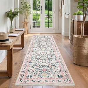 Area Rug - Non-Slip Soft Farmhouse Floral Carpet Low Pile Non-Shedding Foldable Printed Rug for Living Room, Home Office Kids Playroom - 1 of 4