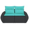 vidaXL Patio Sofa/Loveseat with Cushions, Black Poly Rattan - Comfortable 2-Seater, Outdoor/Garden/Deck Furniture - 4 of 4