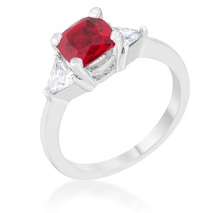 Slickblue Sleek 1.8ct CZ Classic Statement Ring, Cushion Cut Center & Trillion Accents, Multiple Color Option, Sizes 5-10 - 1 of 4