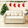 3 in1 pull out couch, Velvet sleeper sofa with Adjustable Backrest Side Pockets and Lumbar Pillows sofa bed for Living Room - 3 of 4