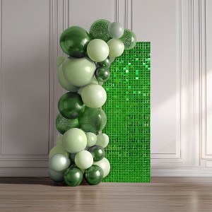 LAGarden 12 Pcs Shimmer Wall Backdrop Panels Green Square Sequin Party Decoration 3x4 Ft - 1 of 4