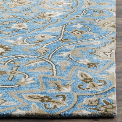 Bella Blue and Taupe Hand-Tufted Wool 4' x 6' Area Rug