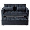 TUYOHW 3-in-1 Convertible Sleeper Sofa Bed,Modern Pull Out Couch with Adjustable Backrest & Storage Pockets,Velvet Loveseat for Living Room - 3 of 4