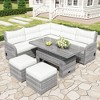 Whisen Outdoor Furniture Set Patio Rattan Furniture Set with an Adjustable Table, Recliners with Extendable Side Tables - 2 of 4