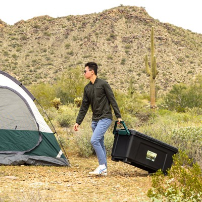 Remington 42 Gal Black Plastic Rolling Storage Trunk with Handle