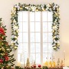 6 Ft Pre-Lit Christmas Garland, Artificial Garland with 20 Lights, Balls, Bows, Pine Cones for Mantel Table Centerpiece Indoor Outdoor Decor, Silver - 3 of 4
