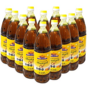 Mustard Oil (Kachi Ghani) - 33.8 Ounce (1 Liter) Pack of 12 - Rani Brand Authentic Indian Products - 1 of 4