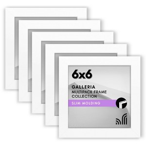 Americanflat 6x6 Picture Frame with Polished Plexiglass - Set of 5 - Galleria - Square Frames for Tabletop and Wall Display - White - 1 of 1