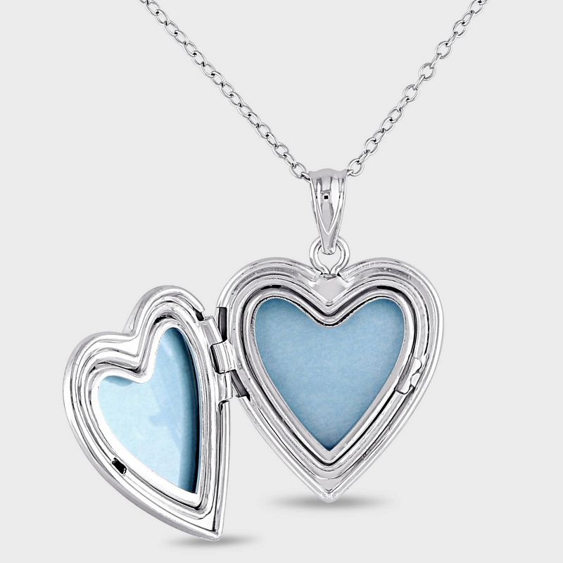 Heart with Handprint Locket Pendant Necklace in Sterling Silver (18"), 4 of 5