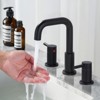 WOWOW 8 in. Widespread Double Handle Bathroom Basin Faucet with Drain Kit in Brushed Nickel - 2 of 4