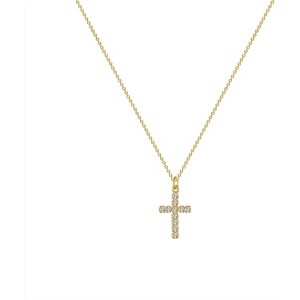 Dainty Cross Necklace for Women, 14K Gold Plated or Sterling Silver Pendant - 1 of 4