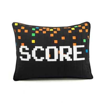 4pc Twin Video Games Reversible Oversized Kids' Quilt Set Black/Red - Lush Décor