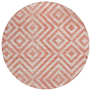 Salmon And Ivory Geometric Washable Indoor Outdoor Area Rug - 1 of 4