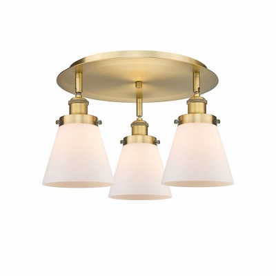 Cone - 3 Light Flush Mount In Art Deco Style-9.25 Inches Tall and 18 Inches Wide