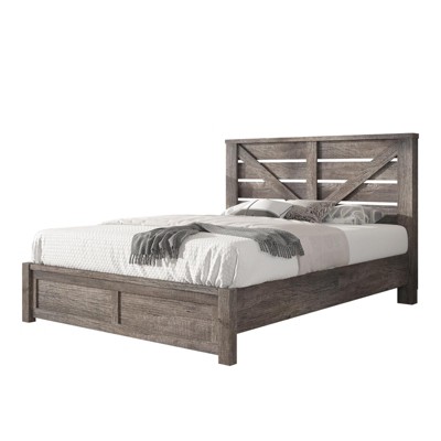 AMERLIFE Farmhouse Bed Frame with 49.2" Barn Door Headboard