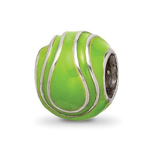 Black Bow Jewelry Sterling Silver and Enameled Tennis Ball Bead Charm - 1 of 4