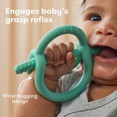 Teal Silicone Baby Teether with Bar Handle
