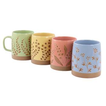Gibson Home Everyday Contempo Hues Assorted Ceramic 15-Ounce Mug Set with  Rack, Set of 6 