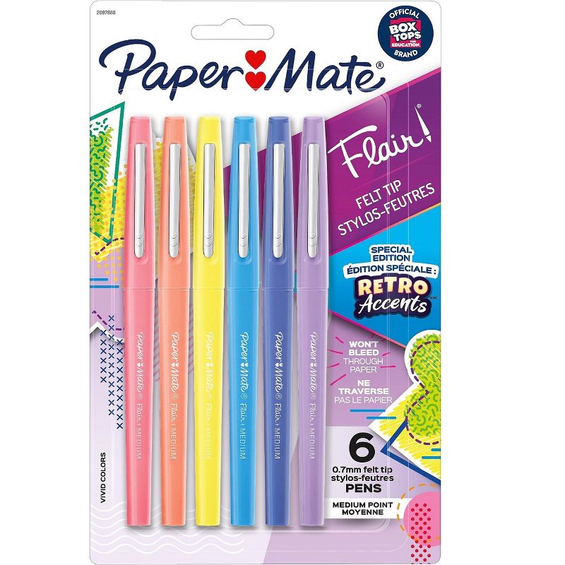 Paper Mate FLAIR Retro Accents Felt Pens Medium Point Assorted Inks 2097888, 2 of 3