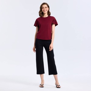 Top de Cuello Redondo de Manga Corta con Volantes para Mujer - A New Day™