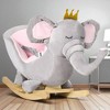 Mshliw Plush Elephant Rocking Horse Ride-On Toy for Toddlers with Sounds, Wooden Base, Safety Belt, Footrests, Ages 18–36 Months, Halloween gift - 3 of 4