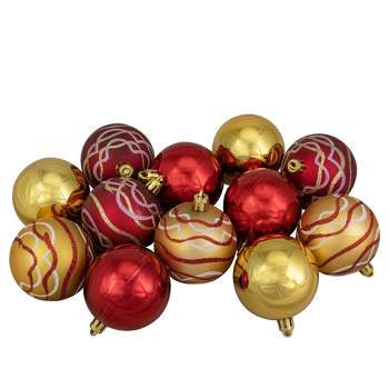 Northlight 12ct Red and Gold Shatterproof Shiny and Matte Christmas Ball Ornaments 2.25" (60mm)