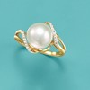 Ross-Simons 10-10.5mm Cultured Pearl Wave Ring With Diamond Accents in 14kt Yellow Gold - 4 of 4