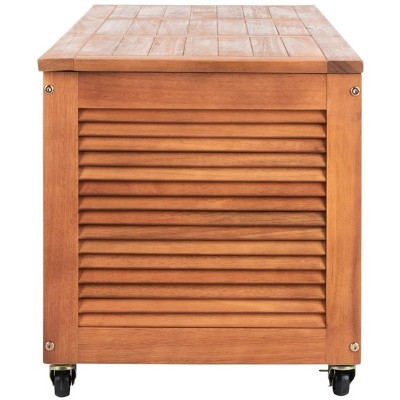 Elina 47.2 Inch Natural Wood Outdoor Deck Box with Wheels