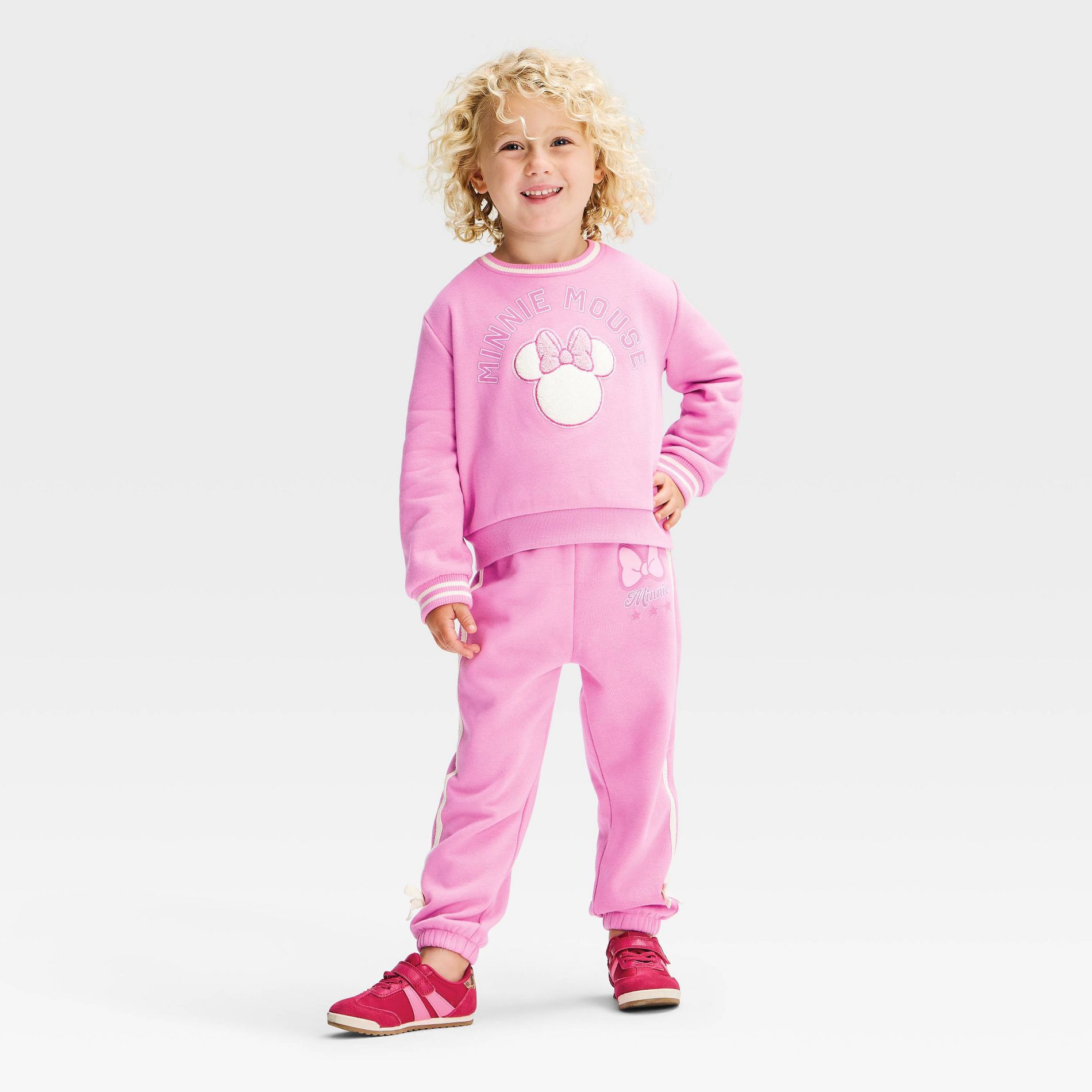 Toddler Girls' 2pc Disney Minnie Mouse Fleece Sweatshirt and Pants Set - Pink