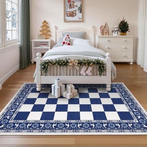 2x6 Runner Rug,Checkered Christmas Rugs for Holiday Decor,Non Slip Low Pile Washable Rug for Kitchen - 1 of 4