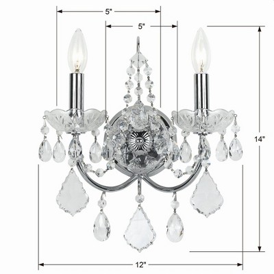 Imperial Polished Chrome 2-Light Sconce with Clear Hand Cut Crystals