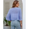 Womens Cardigan Open Front 3/4 Sleeve Lapel Collar Shrugs Lightweight Cardigan,Blue - S - 3 of 4