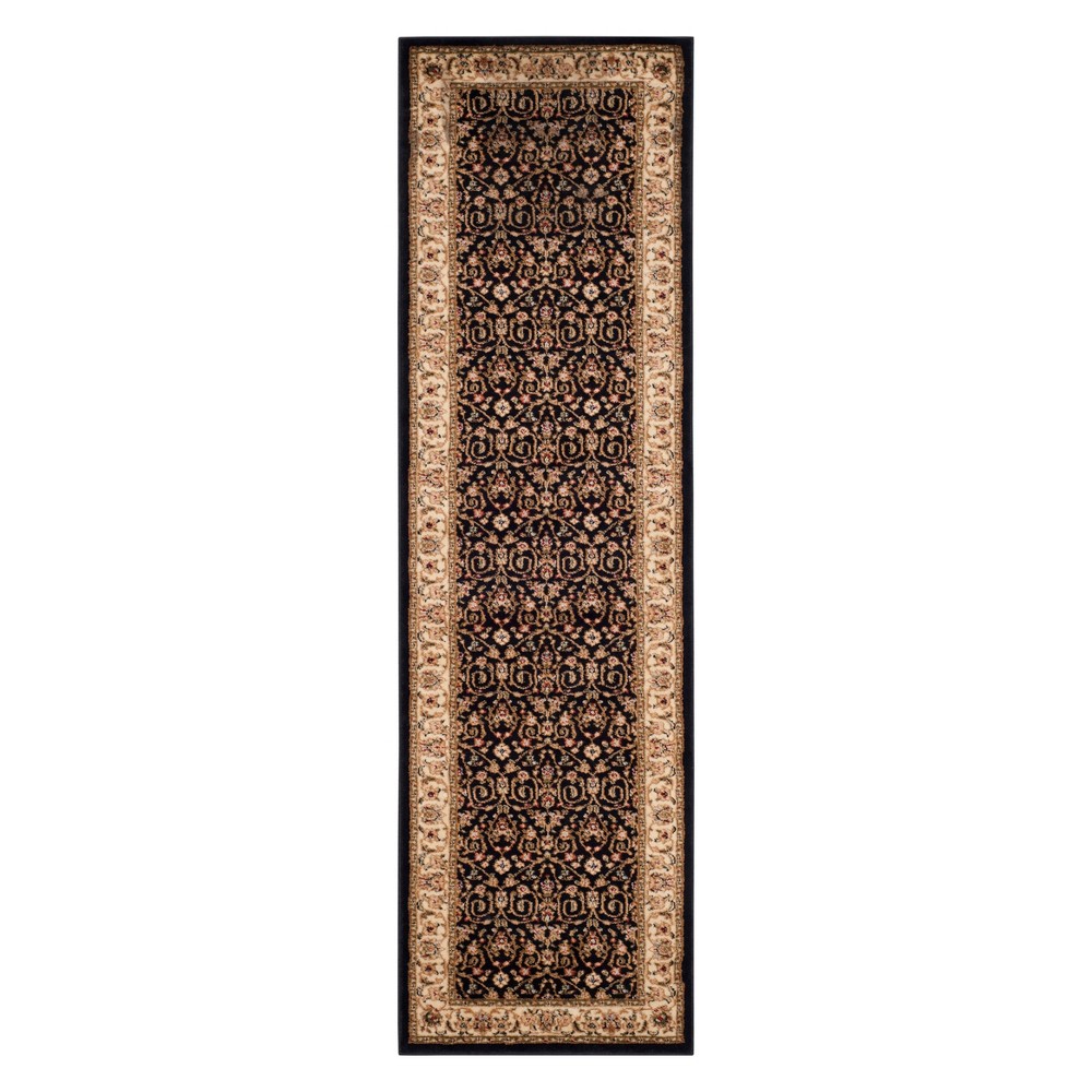 2'3inx14' Shanna Floral Accent Rug Black/Ivory - Safavieh