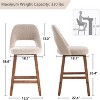 YOUNIKE Counter Height Bar Stool 26 Inch Modern Farmhouse Barstools with Solid Wood Legs Upholstered Bar Height Chair Boucle Fabric - 3 of 4