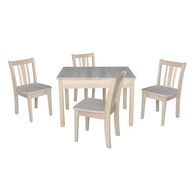 Kids' Storage Table with 4 San Remo Juvenile Chairs Unfinished - International Concepts