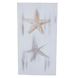 Beachcombers Coastal Plaque Sign Wall Hanging Decor Decoration For The Beach With 2 Starfish- Orange 6.25 x 11.75 x 0.25 Inches. - 1 of 2