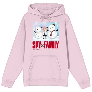 Spy X Family Anya Snowman Screenshot Long Sleeve Cradle Pink Men's Hooded Sweatshirt - 1 of 2