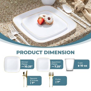 Posh Setting 840 Piece White And Gold Plastic Party Bundle - Classic Square (120 Settings) - 1 of 4