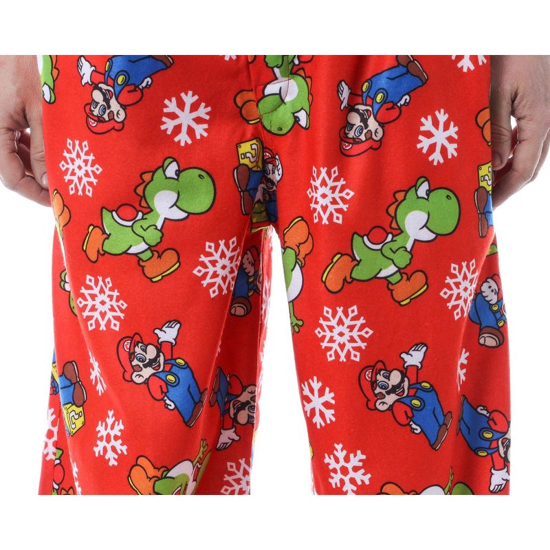 Mens' Super Mario Yoshi Christmas Present Tossed Print Sleep Pajama Pants, 4 of 5
