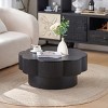 31.5" Modern Flower Shaped Coffee Table with Hidden Storage, Wood Veneer Center Table with Fluted Design for Living Room or Apartment-Koiai - 2 of 4