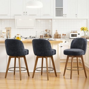 Bekrvio 26" Swivel Counter Height Bar Stools Set of 1/2/3/4,Fabric Upholstered Bar Chairs with Walnut Wood Legs, Counter-Height Kitchen Island Stools - 1 of 4