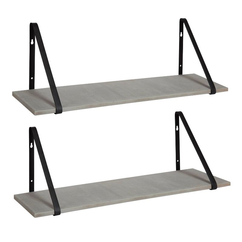 27.5" x 8.2" 2pk Soloman Wooden Shelf Set with Brackets - Kate & Laurel All Things Decor, 1 of 14