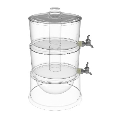 Hastings Home 2-Tier Shatterproof 1.7 Gallon Beverage Dispenser with Stackable Layers, Inner Ice Cylinders, and Spigots