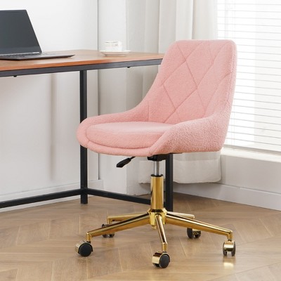 Racxily Armless Office Chair, Velvet Office Desk with Wheels, Adjustable Swivel Accent Chairs, Vanity Seat for Small Spaces