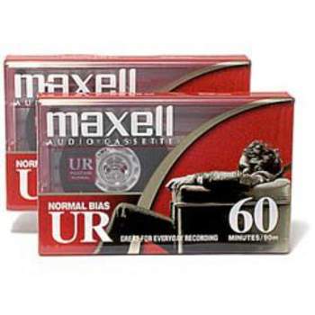 Maxell 109024 UR-60 2PK Normal Bias Audio Cassettes 60 Minutes With Cases 2 Pack