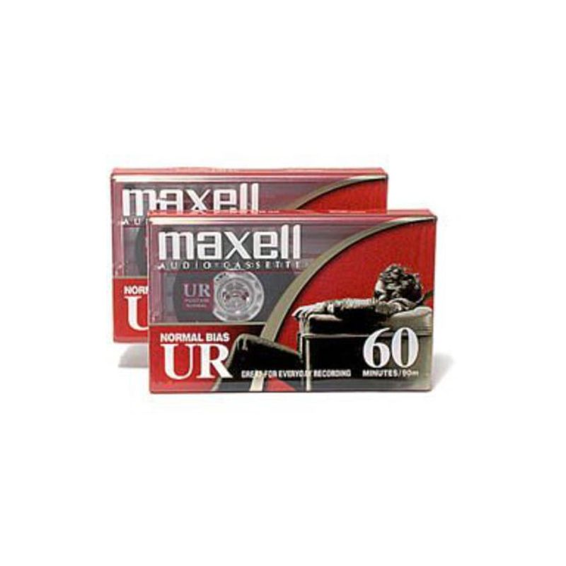 Maxell 109024 UR-60 2PK Normal Bias Audio Cassettes 60 Minutes With Cases 2 Pack, 1 of 2