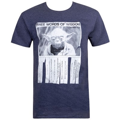 Mens Star Wars Yoda Words Of Wisdom Heather Navy Blue T-Shirt