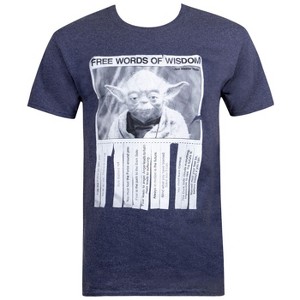 Mens Star Wars Yoda Words Of Wisdom Heather Navy Blue T-Shirt - 1 of 2