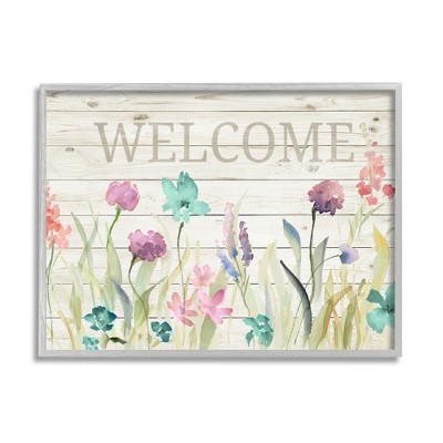 Stupell Welcome Sign Spring Wildflowers